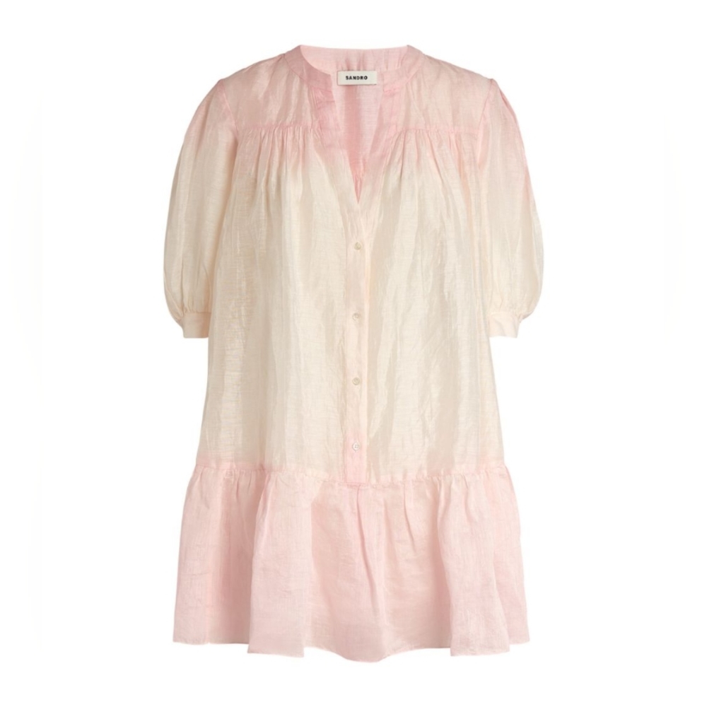 SANDROLinen-Blend Mini Dress - Picture 4 of 8